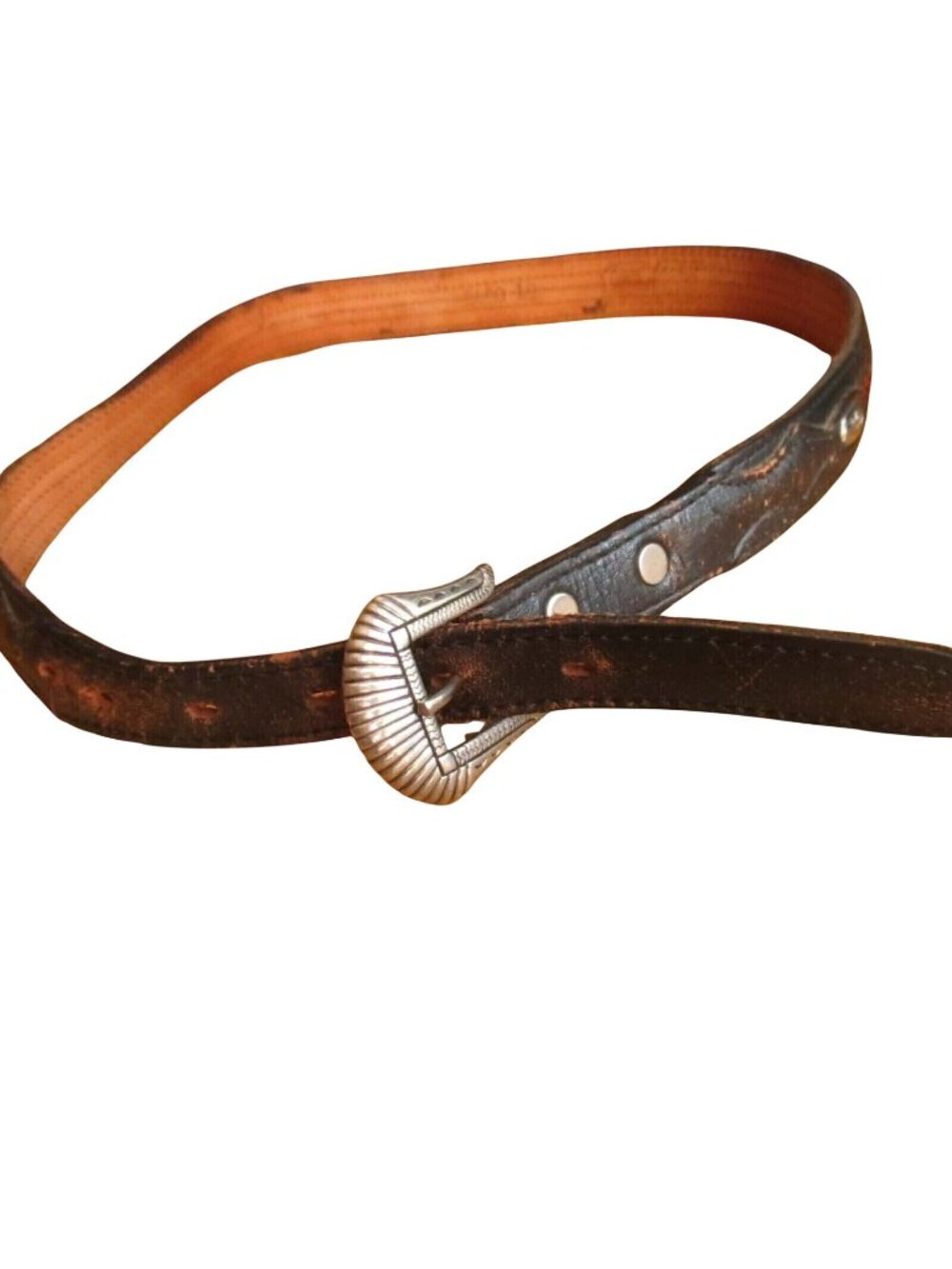 True Vintage Cowgirl Western Belt 32 1980s Womens Horse Hair Leather Black